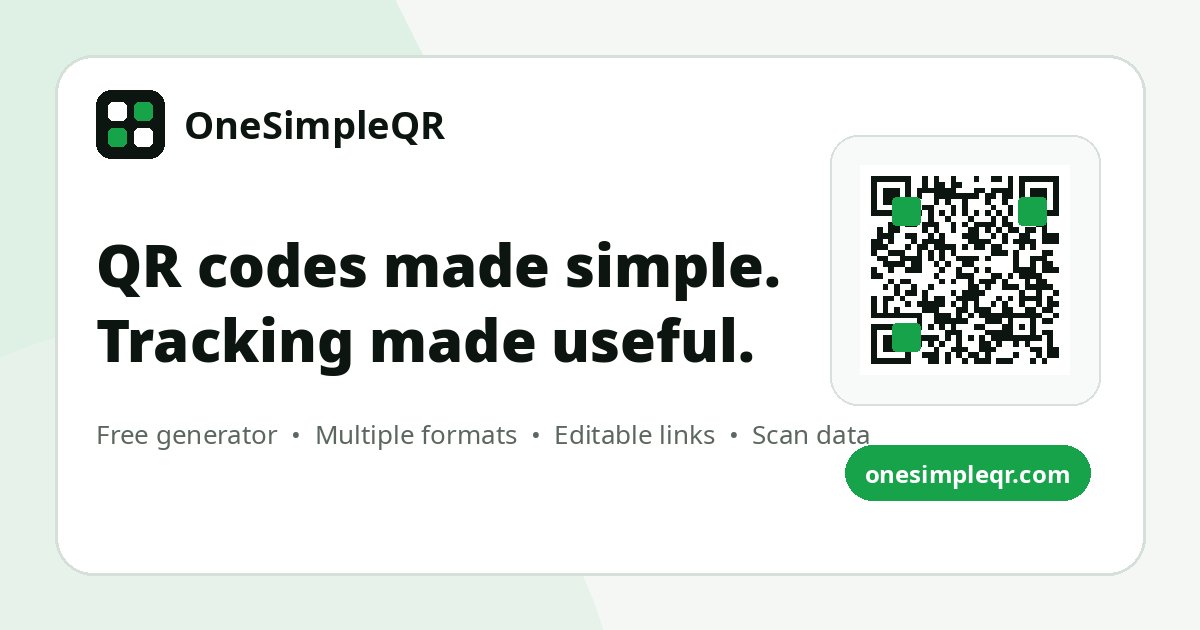 Free QR Code Generator & Dynamic QR Tracking | OneSimpleQR